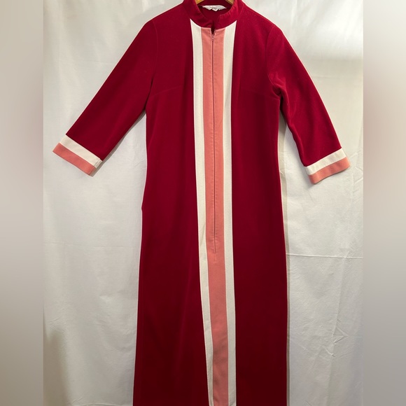 Vanity Fair Other - Vanity Fair Vintage 70’s 3/4 Zip Velour/Fleece Color Block Robe Size 12